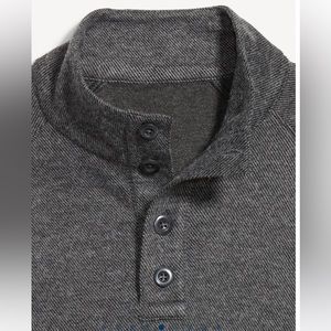 Mock-Neck Button-Front Pullover Sweater